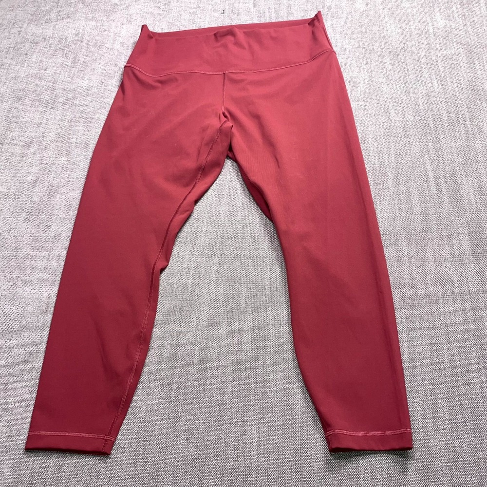 Lululemon Leggings Womens 16 Burgundy High Waist Yoga Gym Workout 24 Inseam